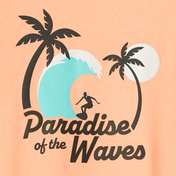 Boy's orange short-sleeve T-shirt with palm tree design