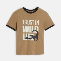 Boy's brown short-sleeve...