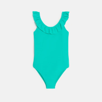 Girl's plain blue 1-piece swimming costume