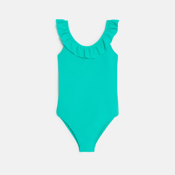 Girl's plain blue 1-piece swimming costume