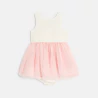 Baby girl's elegant two-fabric pink dress