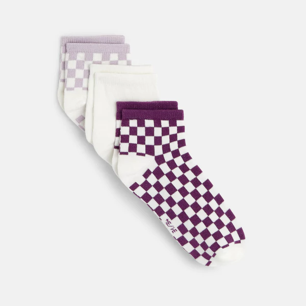 Girl's checked trainer socks (set of 3)