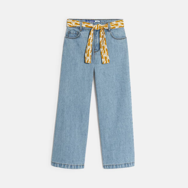 Girl's wide-leg short blue jeans