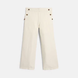 Girl's beige wide-leg button front trousers