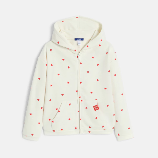 Girl's red heart motif sweatshirt