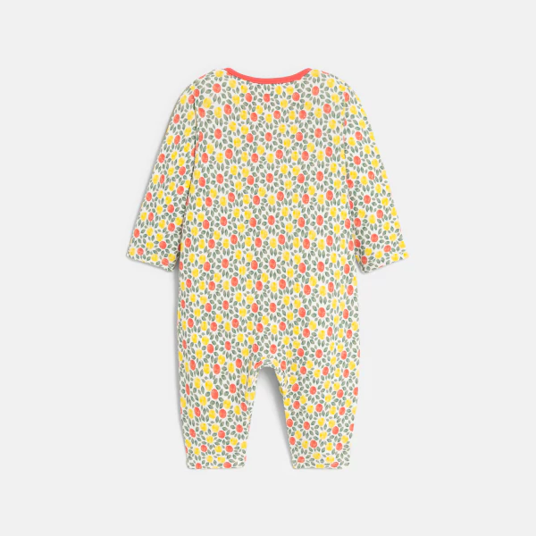 Baby girl's ribbed cotton lemon sleepsuit