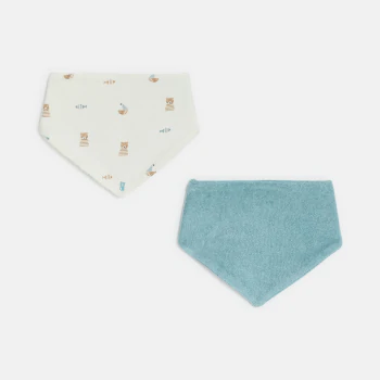 Baby boy's blue cotton and sponge bibs (pack of 2)