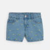 Girls blue denim shorts embroidered with lemons