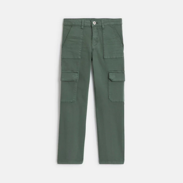 Girl's khaki green cargo trousers