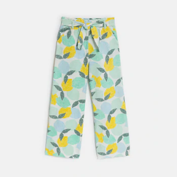 Girl's green printed wide-legged trousers