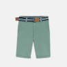 Boy's green canvas Bermuda shorts + belt