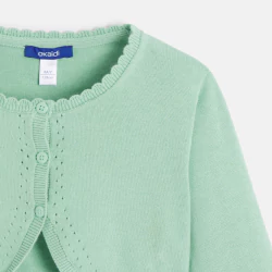 Girl's green fine-knit bolero