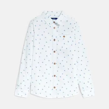 Boy's white palm-tree print shirt