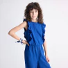 Girl's blue jersey trouser jumpsuit