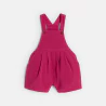 Baby girl's short pink cotton gauze dungarees