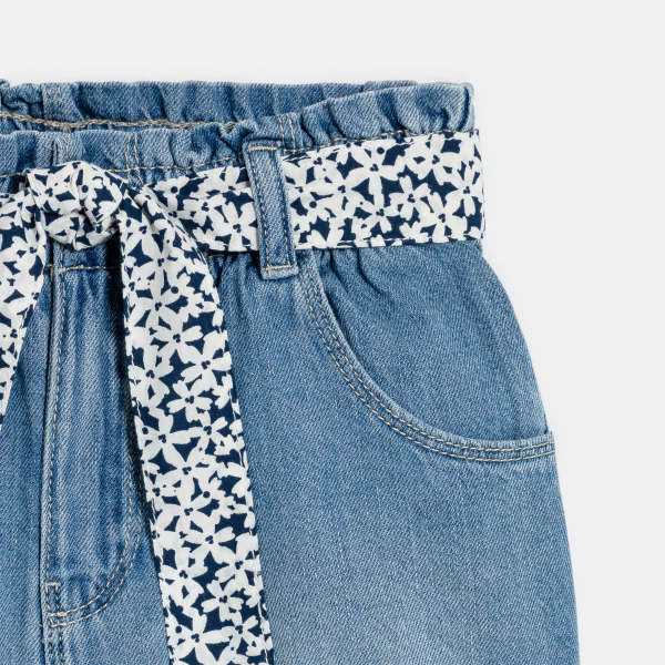 Girls blue demin paperbag shorts