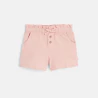 Baby girl's pink shorts in lightweight textured cotton