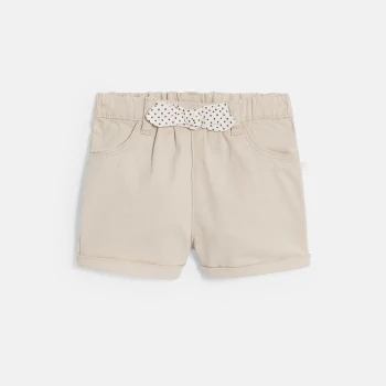 Baby girl's white textured shorts with bow