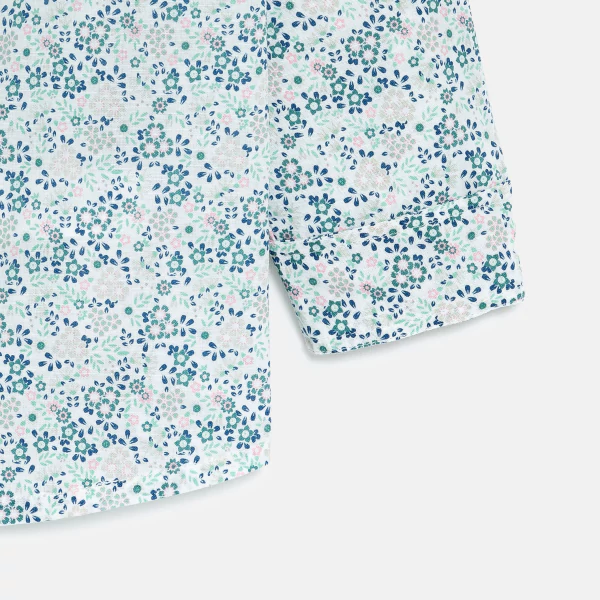 Boy's multicoloured cotton and linen floral shirt