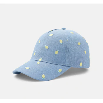 Girl's denim chambray lemon motif cap