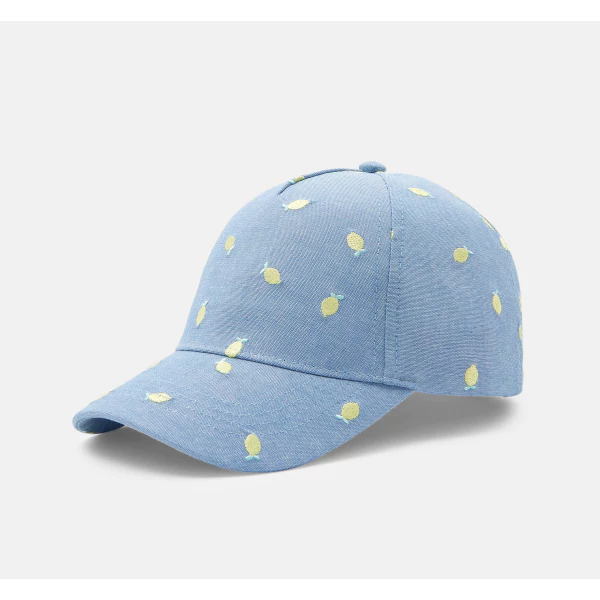 Girl's denim chambray lemon motif cap