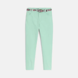 Girl's green balloon trousers + belt