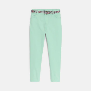 Girl's green balloon trousers + belt