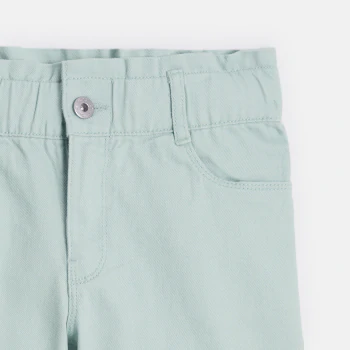 Girls' light green canvas Bermuda shorts