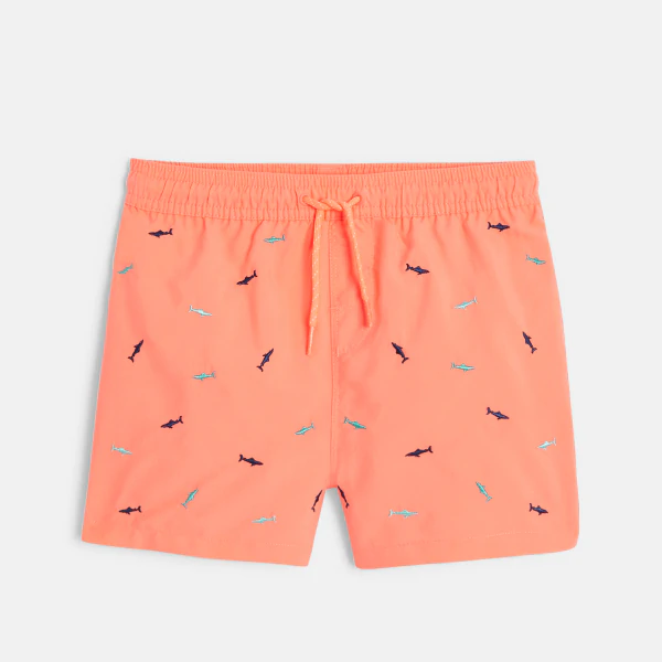 Boy's embroidered orange swimming trunks