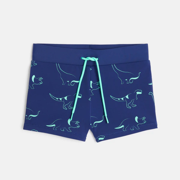 Boys' blue dinosaur motif swim shorts