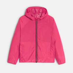 Girl's pink waterproof windcheater jacket.