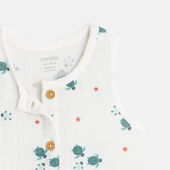 Baby boy's white turtle playsuit