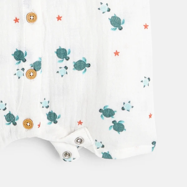 Baby boy's white turtle playsuit