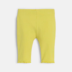 Baby girl's plain yellow corsair-length ribbed leggings