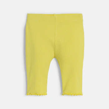 Baby girl's plain yellow corsair-length ribbed leggings