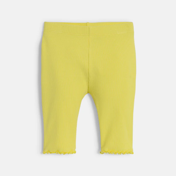 Baby girl's plain yellow corsair-length ribbed leggings