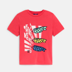 Girls' pink fish kite motif T-shirt