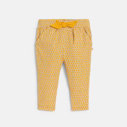 Baby girl's yellow graphic print trousers with elasticated waist