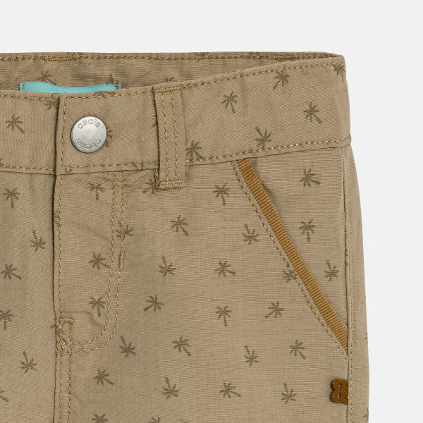 Baby boy's beige linen-effect palm tree Bermuda shorts