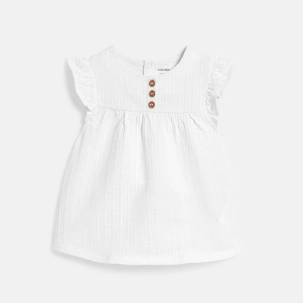 Baby girl's white cotton seersucker blouse