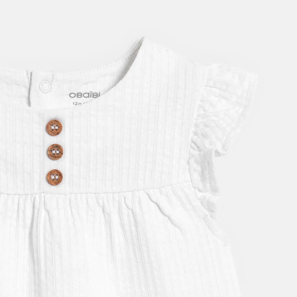 Baby girl's white cotton seersucker blouse