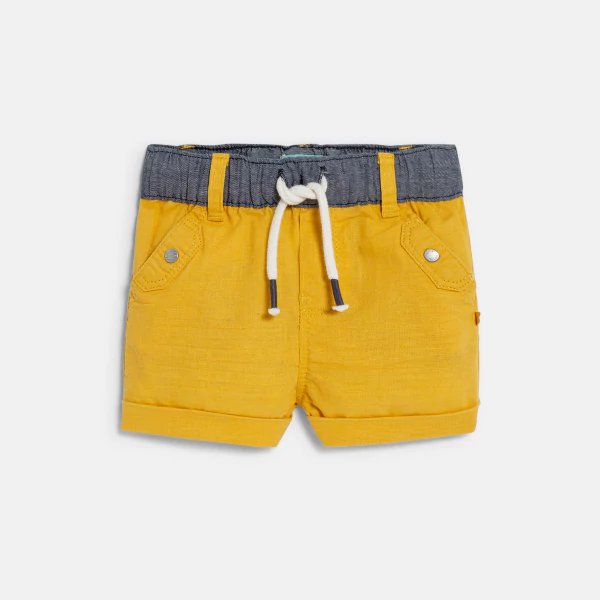 Baby boy's yellow linen and cotton shorts