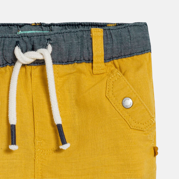 Baby boy's yellow linen and cotton shorts