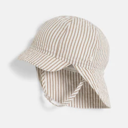 Baby boy's beige striped wide-brimmed cap