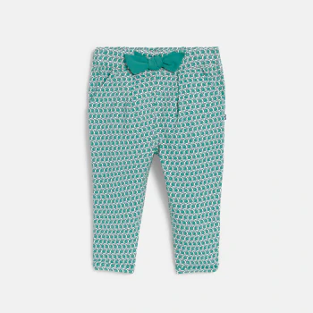 Baby girl's blue graphic print trousers with elasticated waist