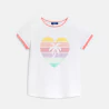 Girl's white rainbow heart motif T-shirt