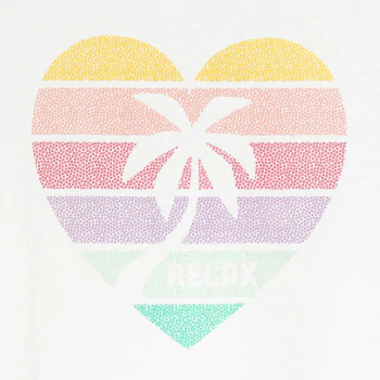 Girl's white rainbow heart motif T-shirt