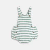 Baby boy's green striped romper suit