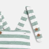 Baby boy's green striped romper suit