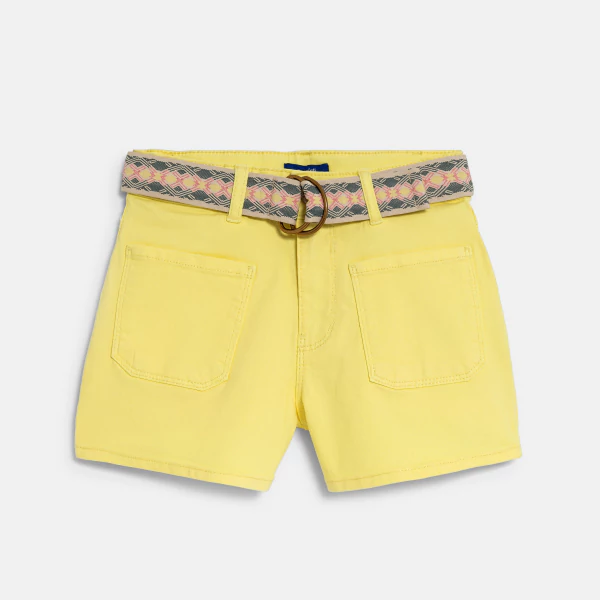 Girl's plain yellow canvas shorts